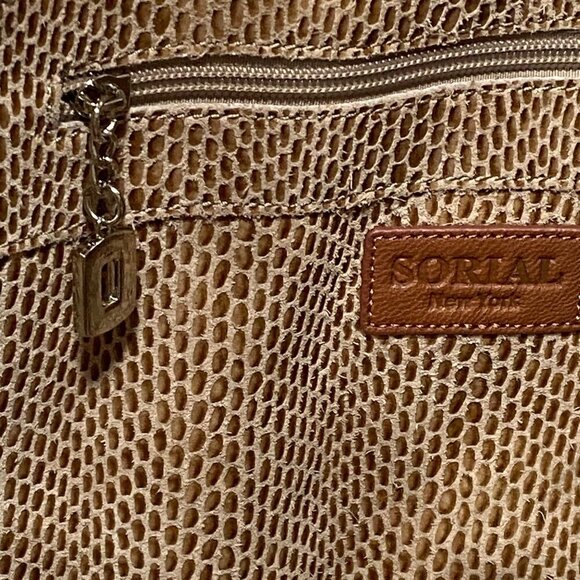 Sorial New York Snakeskin Suede Tote Bag in Tan - Picture 4 of 6